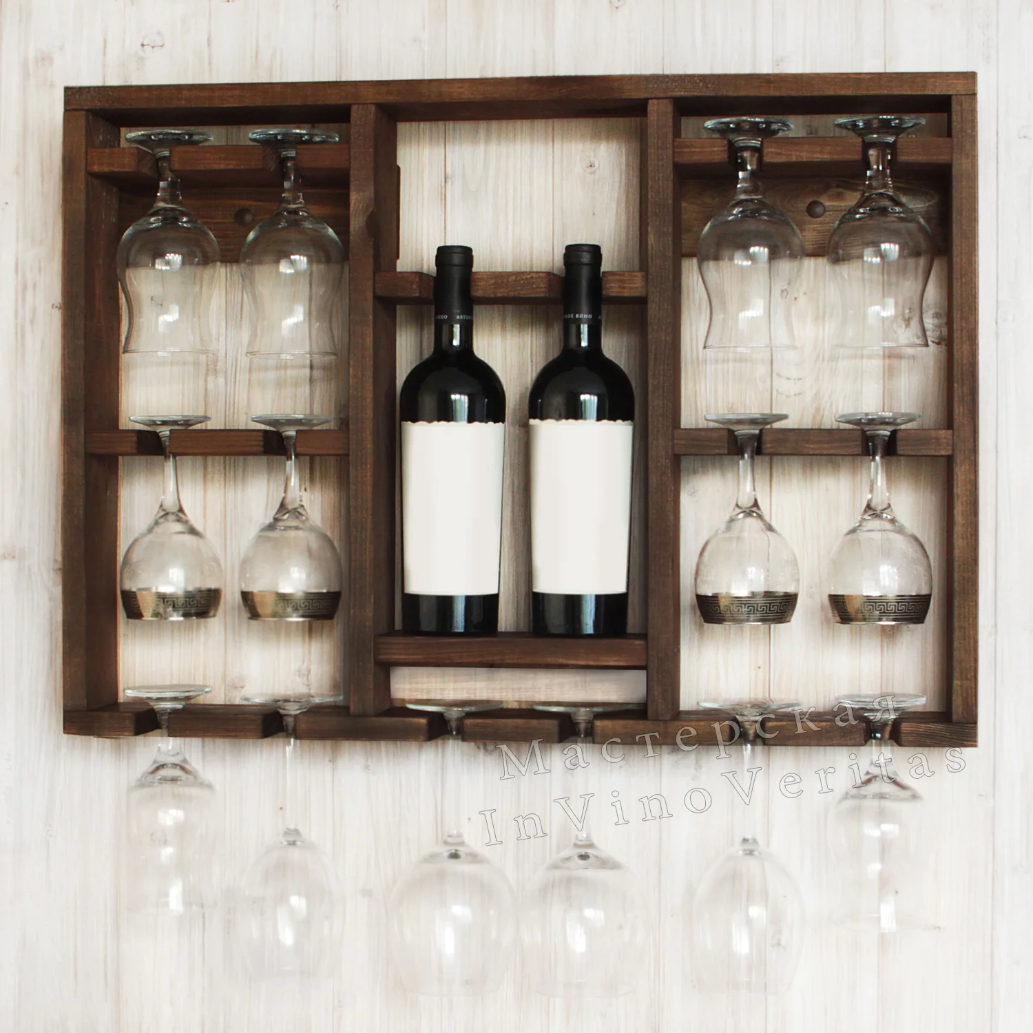 B-14+2 high палисандр1500 Полка для бокалов B-14+2 high "Палисандр"